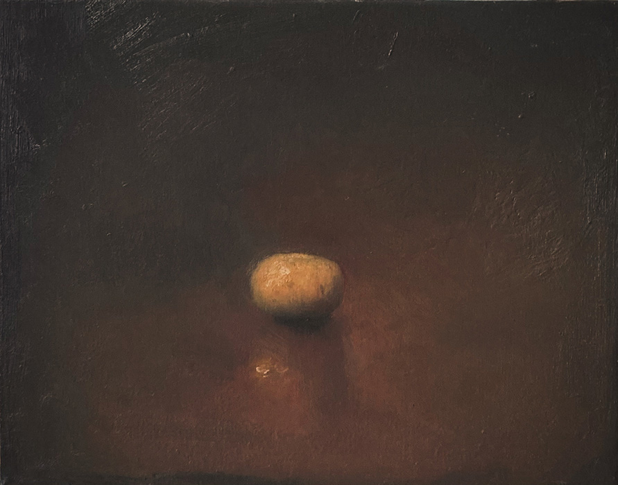 Atmospheric painting of a potato by Hjalmar Hagelstam