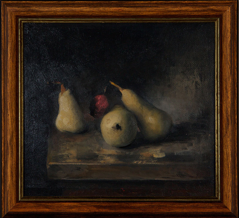 Atmospheric painting three pears by Hjalmar Hagelstam